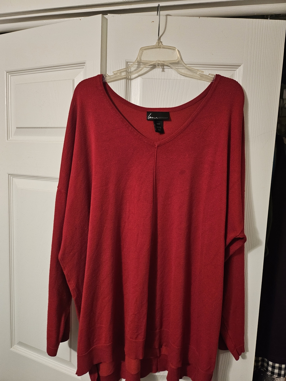 Lane Bryant Red V-Neck Knit Sweater